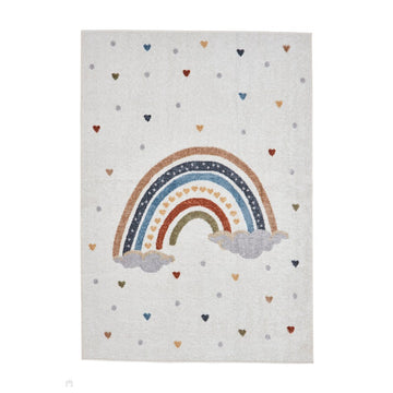 Washable Vida Kids Rainbow Soft-Touch Textured Lightweight Printed Recycled Polypropylene Flatweave Multicolour Rug-Think Rugs-Rug Love - The Most Loved Rug Store
